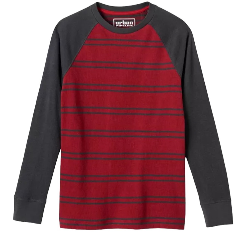 Urban Pipeline Boys Long Sleeve Crewneck T-Shirt Large (14-16) NWT Red/Gray
